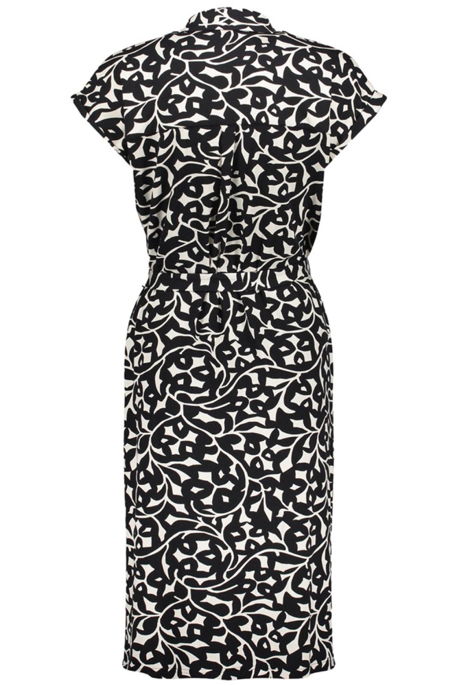 MIDI SHIRT DRESS MET GETAILLEERD STRIKDETAILS 57331 20 000999 BLACK/OFF-WHITE